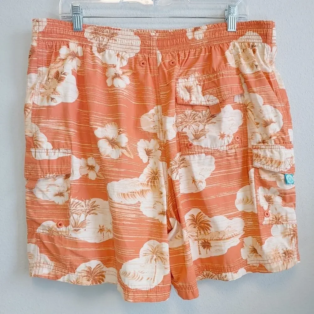Tori Richard Men's Tropical Hawaiian Vacation Palm Trees Swim Trunks Sz L